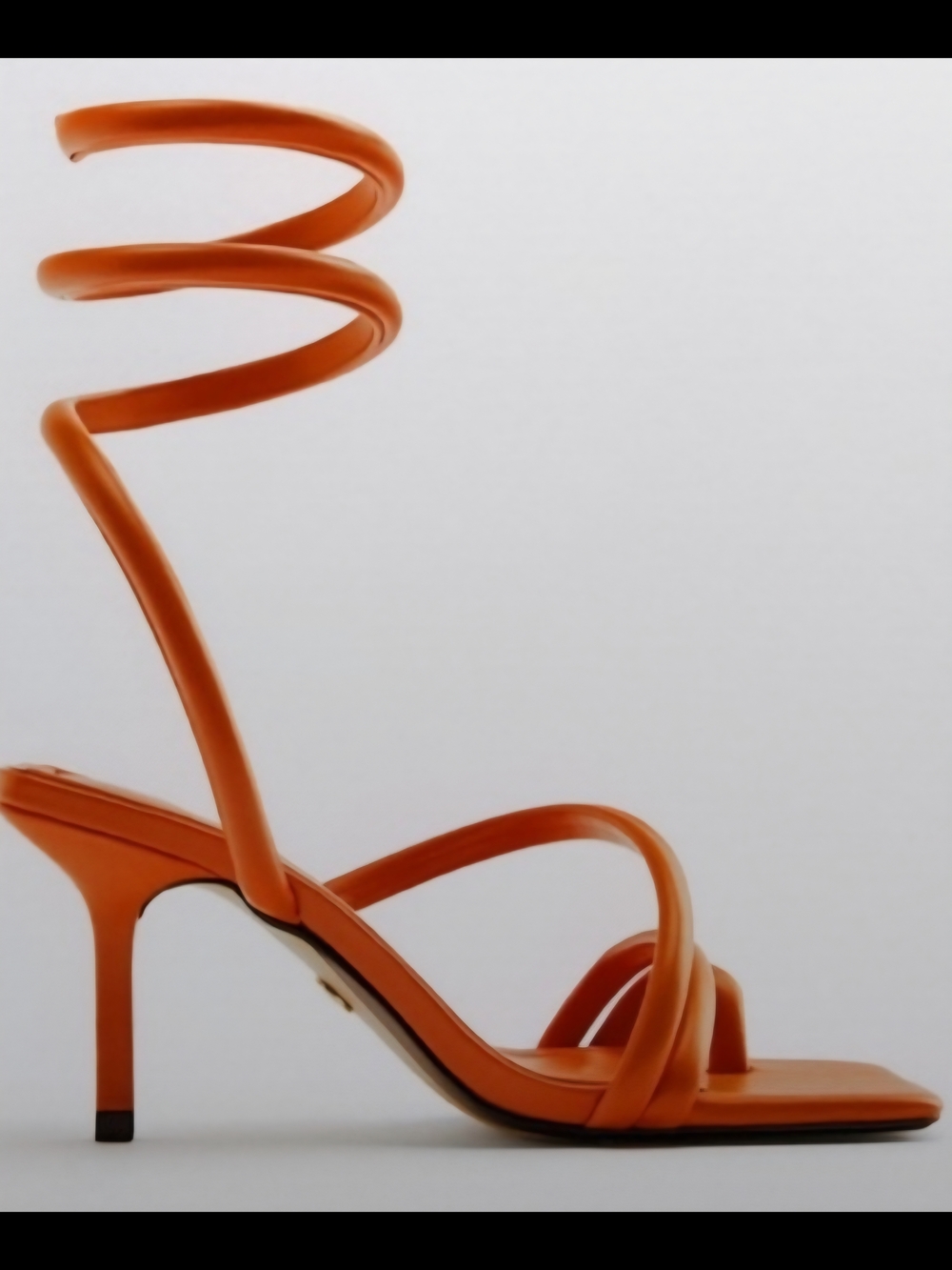 Zara Orange Spiral Wrap Heeled Sandals Size 41 *Runs Big*